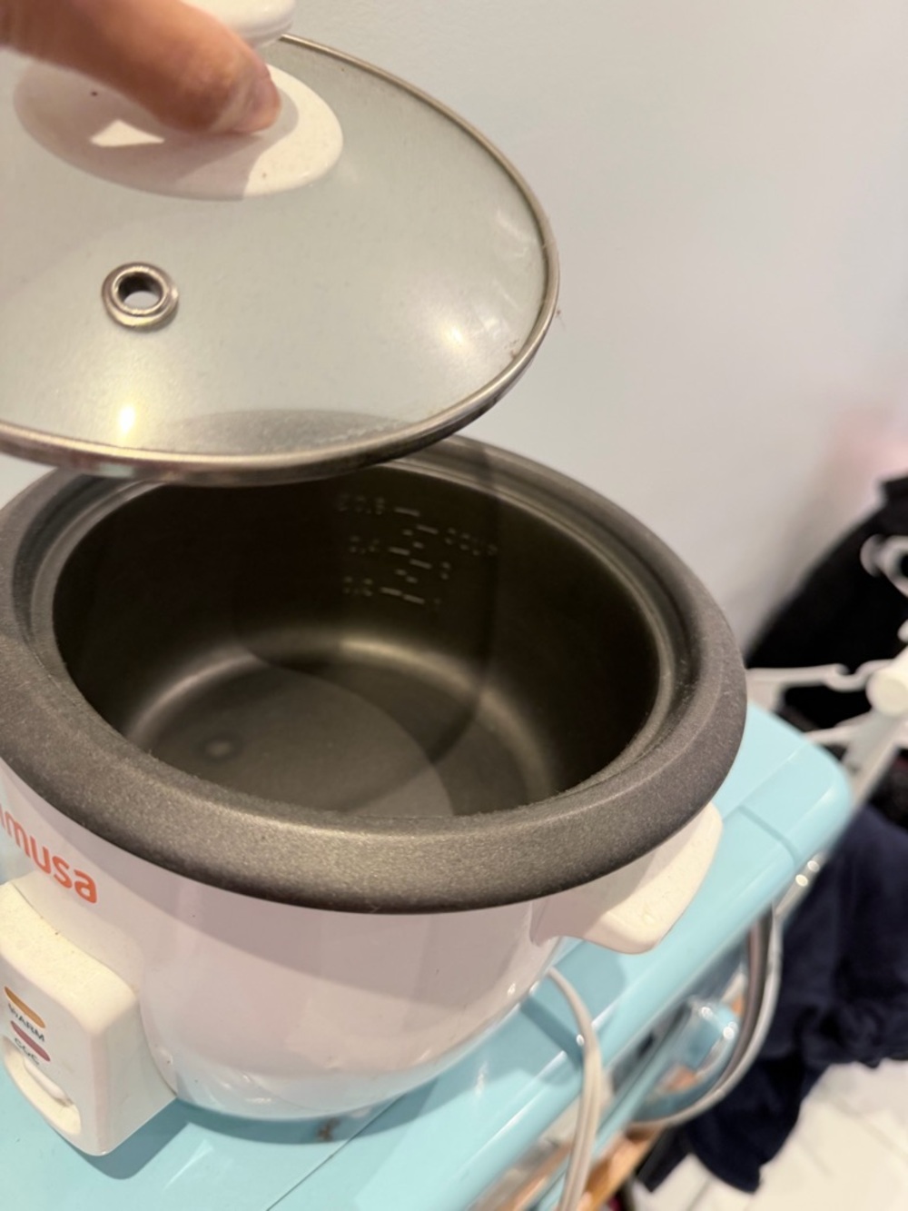 Amusa Light Blue and White Mini Electric Rice Cooker